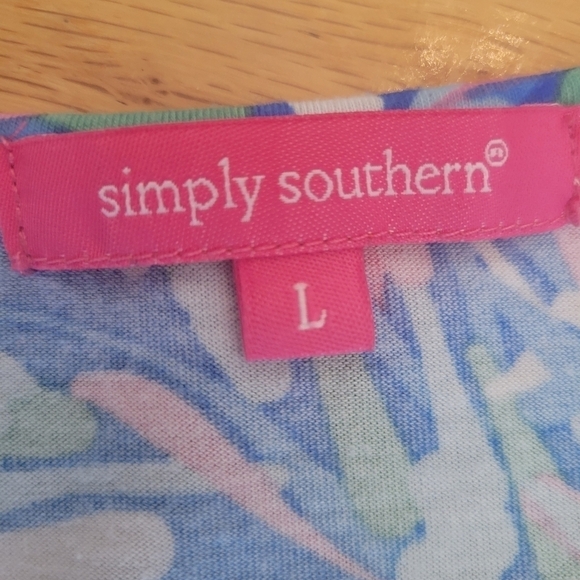 Simply Southern Blue Print Knit Dress Size Large - Picture 4 of 5